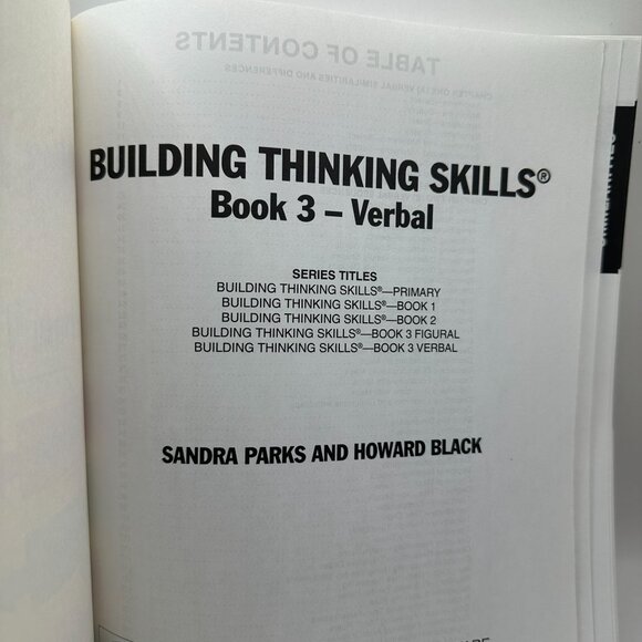 Building Thinking Skills Level 3 Verbal - Student Book Sandra Parks Howard Black - Picture 4 of 5